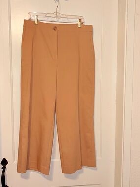 NWT Ann Taylor Kate High Rise Wide Leg Crop Trouser Pant Minimalist Khaki Tan 12